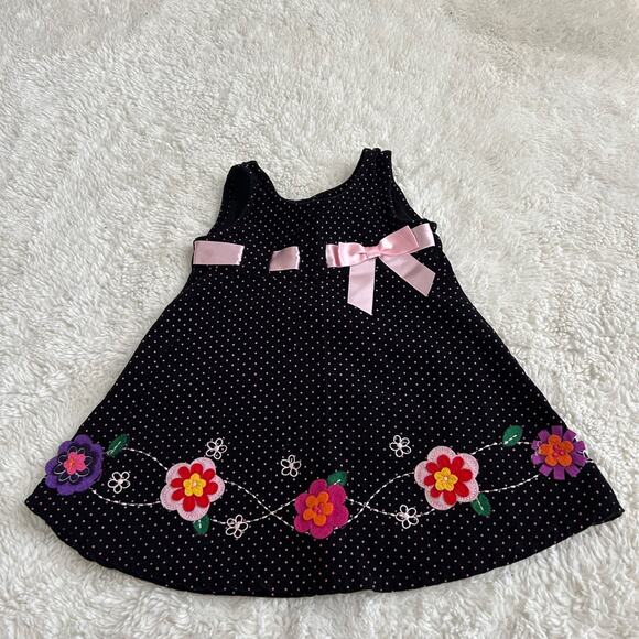 Blueberi Boulevard Other - Blueberi Boulevard Sleeveless Corduroy Dress Floral SZ 12M Grandma Fun Soft Girl